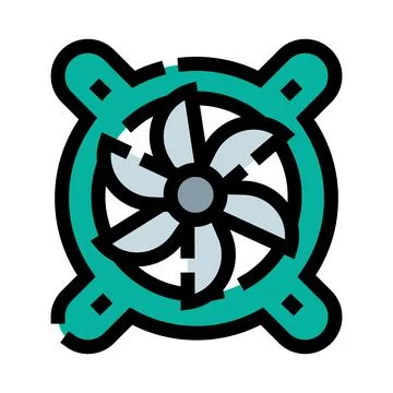 Computer cooling fan icon managing thermal performance Stock Illustration