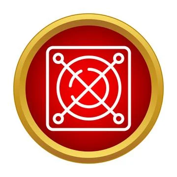 Computer cooling fan icon on red button Stock Illustration