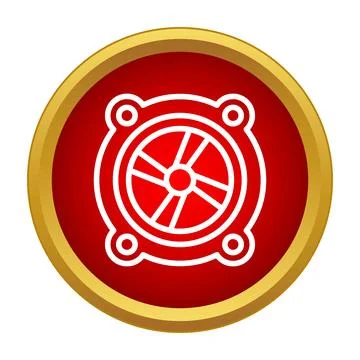 Computer cooling fan icon in red circle 库存插图
