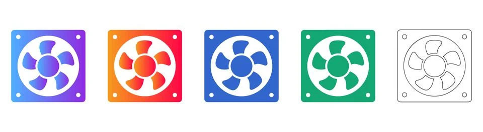 Computer Cooling Fan Icons 스톡 일러스트