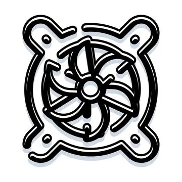Computer cooling fan isometric line icon design Stock Illustration