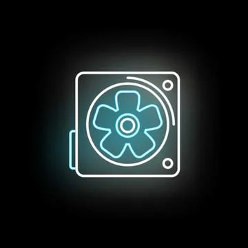 Computer cooling fan neon glow icon on black Stockillustratie