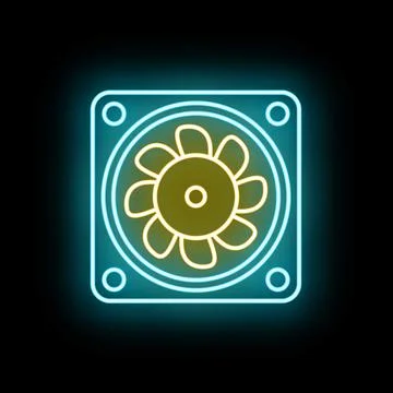 Computer cooling fan neon glow icon element Illustrazione stock