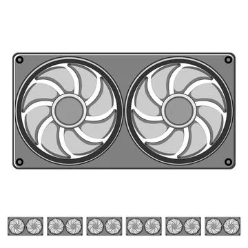 Computer cooling fan pc cartoon vector graphic イラスト素材