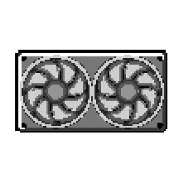 Computer cooling fan pc pixel art vector illustration Stock Illustration