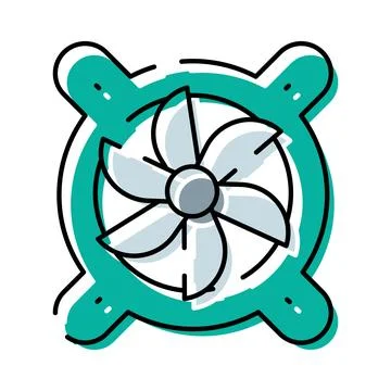 Computer cooling fan rotating with airflow concept Stock Illustration