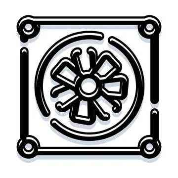 Computer cooling fan technology icon design Illustration