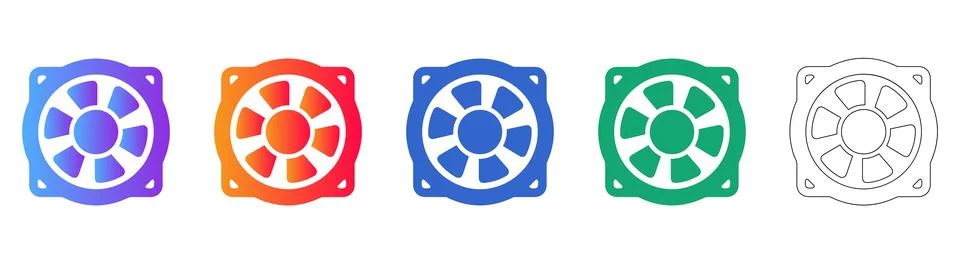 Computer Cooling Fan Vector Icons 스톡 일러스트
