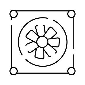 Computer cooling fan ventilation system line art イラスト素材