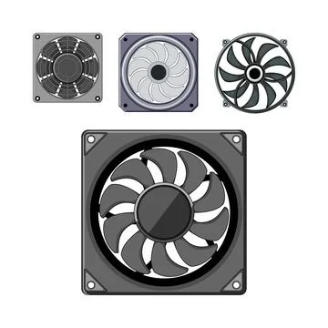Computer cooling fans ventilating electronic device hardware Stock Illustration