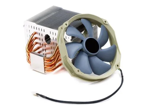 Computer Cooling Heat Sink CPU Cooler isolated on white. This is what keep... Foto stock
