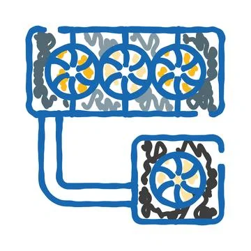 Computer cooling system with multiple fan components Stock Illustration