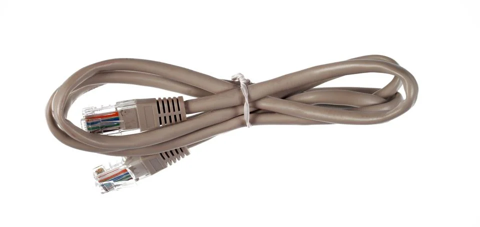 Computer cord, twisted pair, isolated on white background Stock Photos
