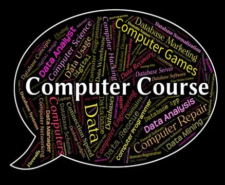 Computer Course Shows Communication Schedules And Pc Illustrazione stock
