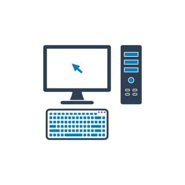 Computer, CPU and Wireless Keyboard Icon. Flat style vector EPS. イラスト素材