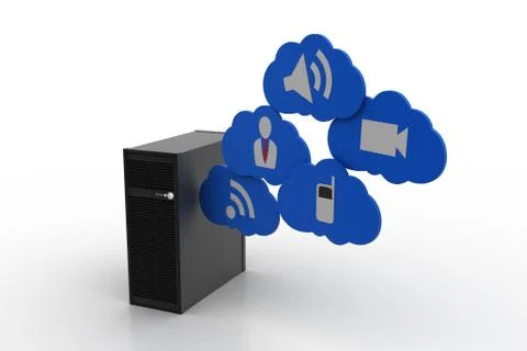 Computer cpu with app icon Illustrazione stock gratuita