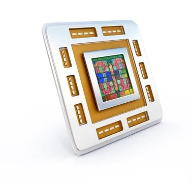 Computer cpu (central processor unit) chip 스톡 일러스트