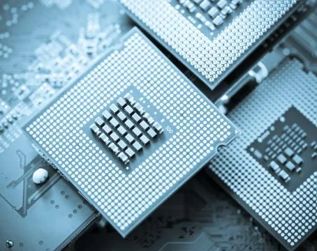 Computer cpu (central processor unit) chip Stock Photos