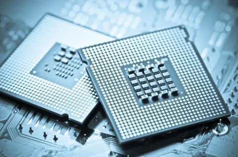 Computer cpu (central processor unit) chip 스톡 사진