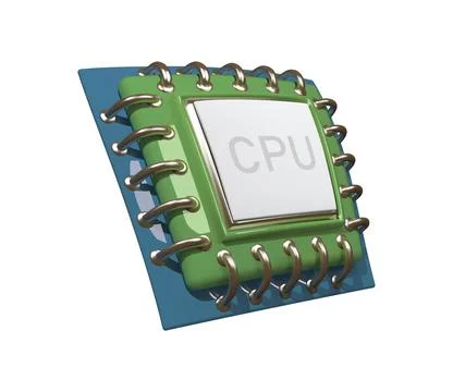 Computer CPU chip 3d icon. processor chip isolated vector 3d illustration Stock Illustration