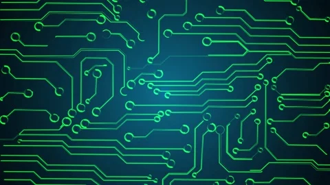 Computer CPU chip circuit board line flow Stock Footage 145970941