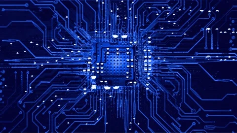 Computer CPU chip circuit board background Stock Footage 145970946