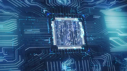 Computer CPU chip circuit board background Stock Footage 159773630