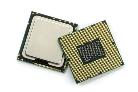 Computer CPU chip isolated on white background. Central processor unit Com... 写真素材
