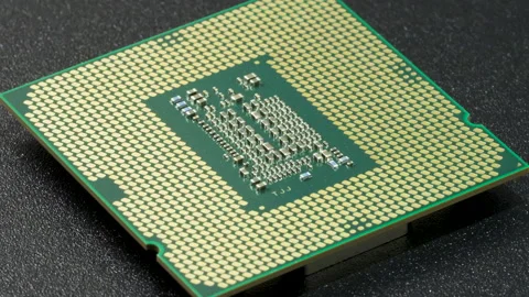 Computer CPU chip rotating Stock Footage 233723318