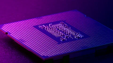 Computer CPU chip rotating Stock Footage 233724100