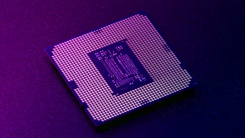 Computer CPU chip rotating Stock Footage 233724427