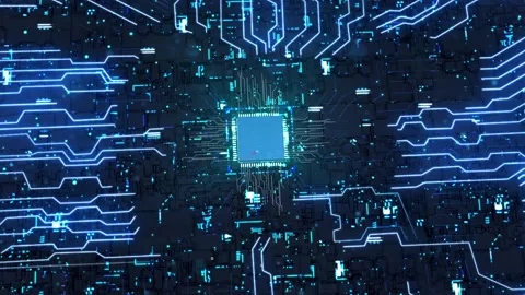 Computer CPU circuit board data storage operation chip Stock Footage 161376670