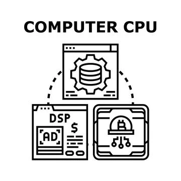 Computer cpu connecting digital processing and cryptocurrency concept Stock-Illustration