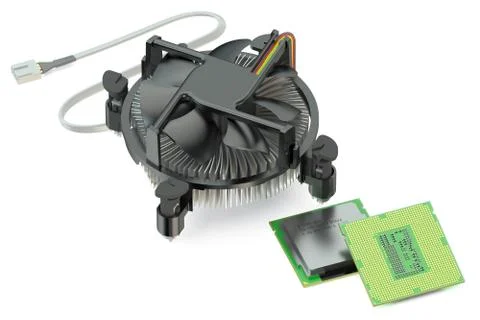 Computer CPU cooler and CPU unit chip Stock Illustration