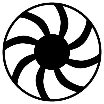 Computer CPU cooler silhouette isolated on white background. Clipart. Stock Illustration