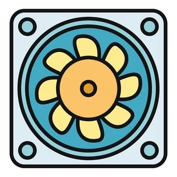 Computer cpu cooling fan flat icon design Stock Illustration