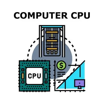 Computer cpu developing technology and processing data Ilustración de archivo