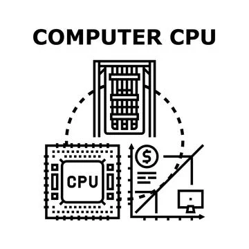 Computer cpu developing technology and processing data Ilustración de archivo