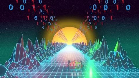 Computer CPU digital world - 80's style animation Stock Footage 246782941