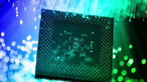 Computer cpu with Fiber optics background, shot in HD Stock Footage 66337751