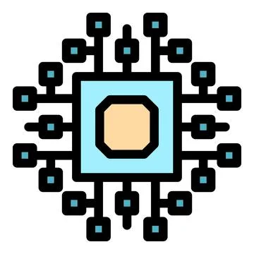 Computer cpu icon color outline vector Illustrazione stock