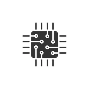 Computer cpu icon in flat style. Circuit board vector illustration on white i Illustrazione stock