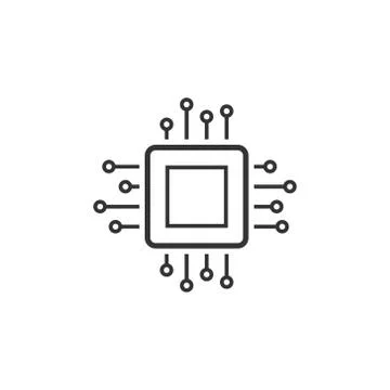 Computer cpu icon in flat style. Circuit board vector illustration on white i Stock Illustration