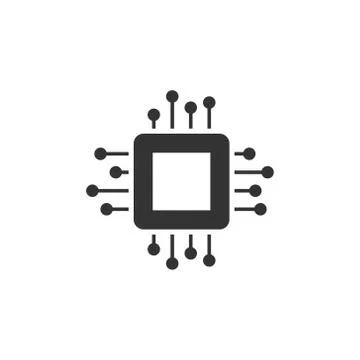 Computer cpu icon in flat style. Circuit board vector illustration on white i 스톡 일러스트