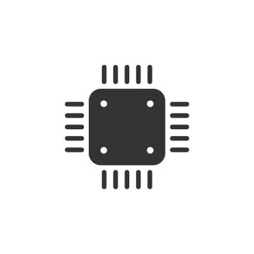 Computer cpu icon in flat style. Circuit board vector illustration on white i イラスト素材