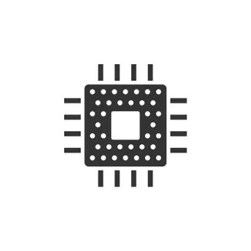Computer cpu icon in flat style. Circuit board vector illustration on white i Illustrazione stock