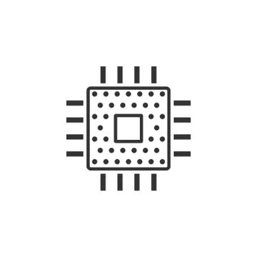 Computer cpu icon in flat style. Circuit board vector illustration on white i Illustrazione stock