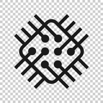 Computer cpu icon in flat style. Circuit board vector illustration on white i イラスト素材