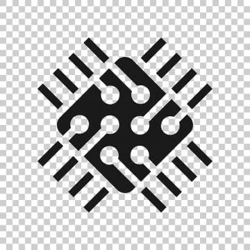 Computer cpu icon in flat style. Circuit board vector illustration on white i Stock Illustration