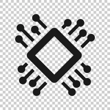 Computer cpu icon in flat style. Circuit board vector illustration on white i Illustrazione stock